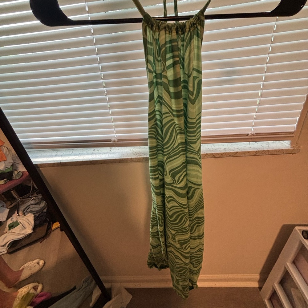 Green Patterned Mini Dress